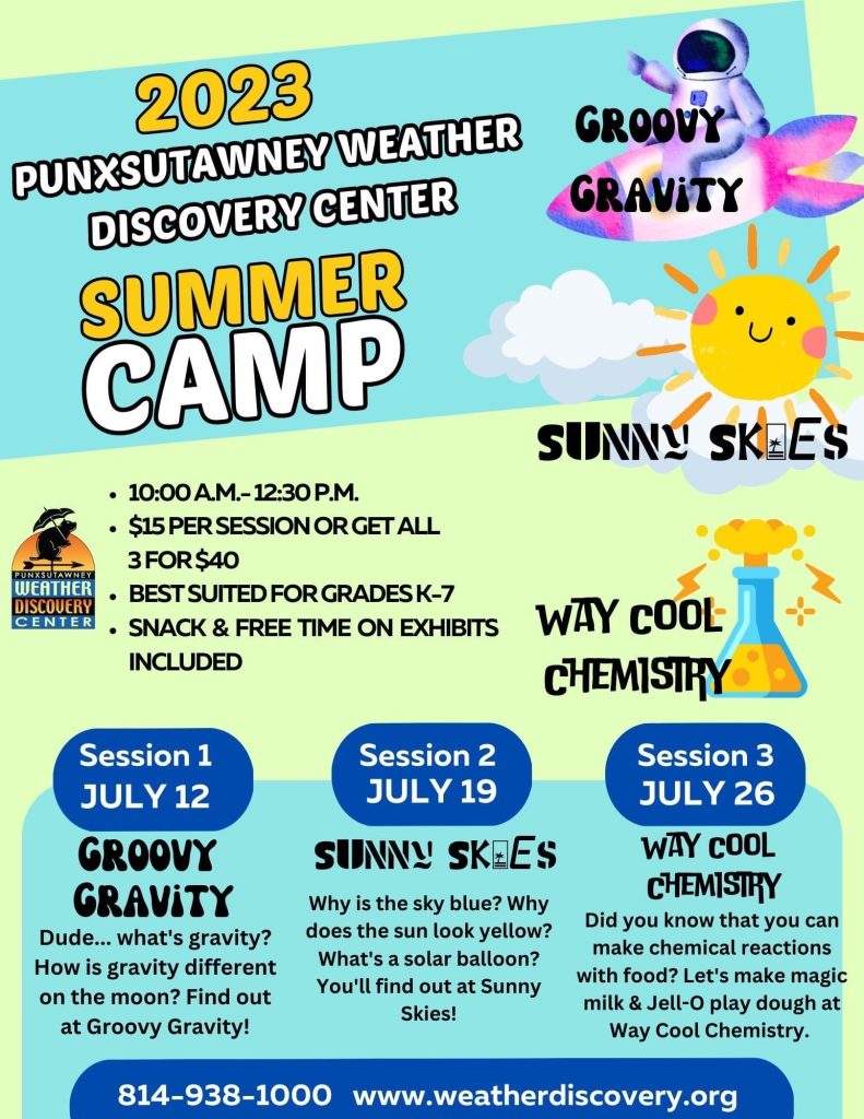 2023 Weather Discovery Center Summer Camp Dates - Punxsutawney