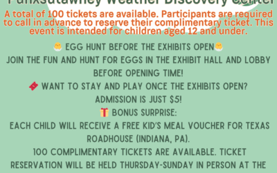 Easter Egg Hunt in the exhibits Saturday April 4. Register by 3:00 p.m. April 3.